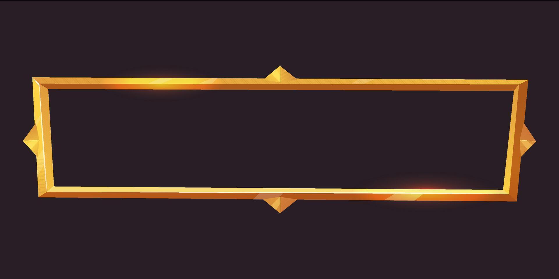 Golden frame game medieval menu, user interface shiny border. Empty borders in medieval style, fantasy decoration different shapes isolated on dark background. vector