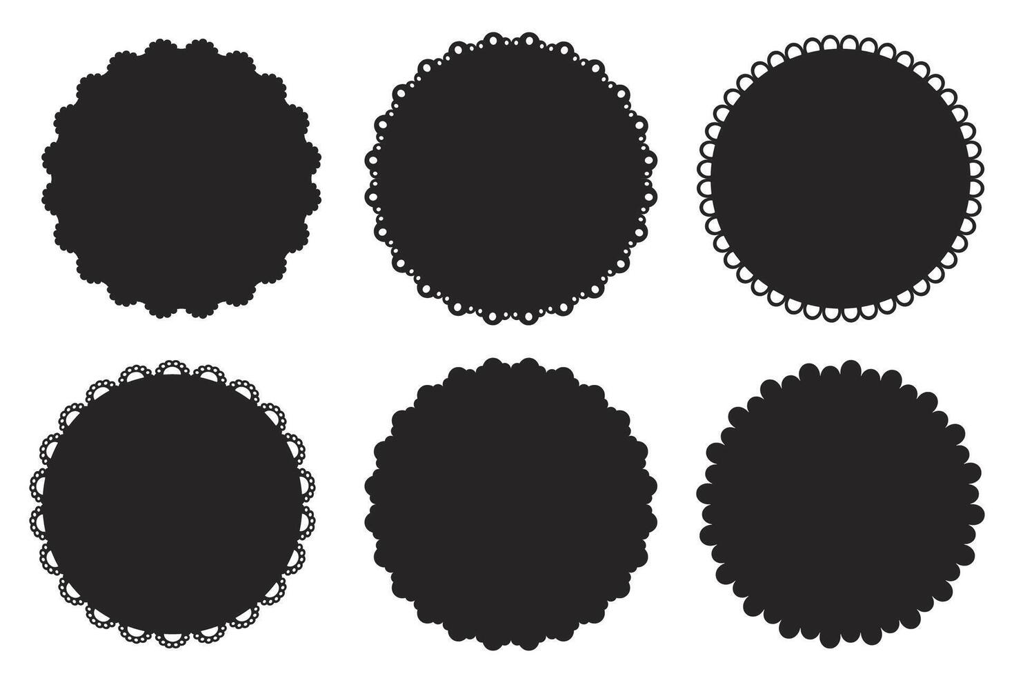 Scalloped edge emblem seal frame round price badge simple decoration isolated on white background. Stamp, wavy clip art vector