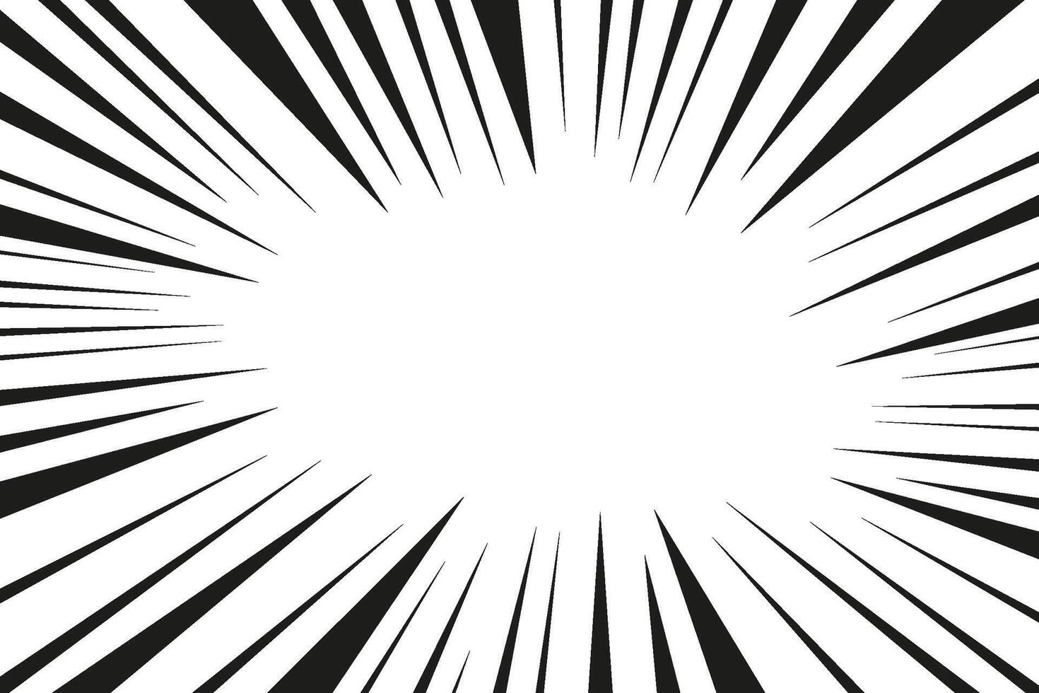 Manga line action effect radial rays, burst frame comic book motion black and white, monochrome style, anime super hero decoration, speed or explosion design. vector