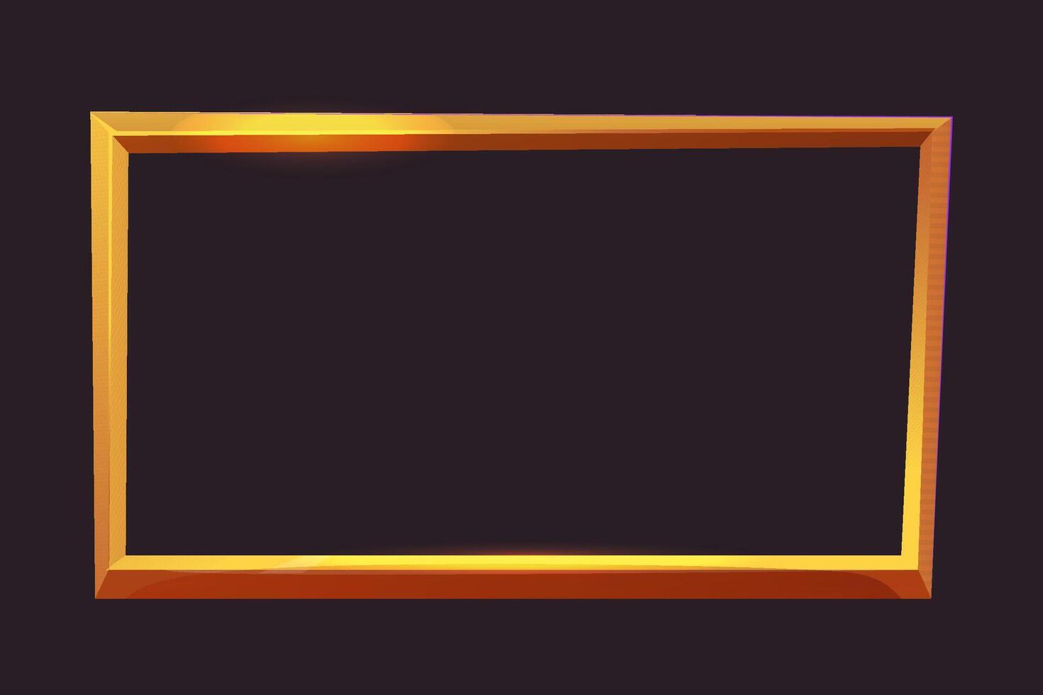 Golden frame game medieval menu, user interface shiny border. Empty borders in medieval style, fantasy decoration different shapes isolated on dark background. vector