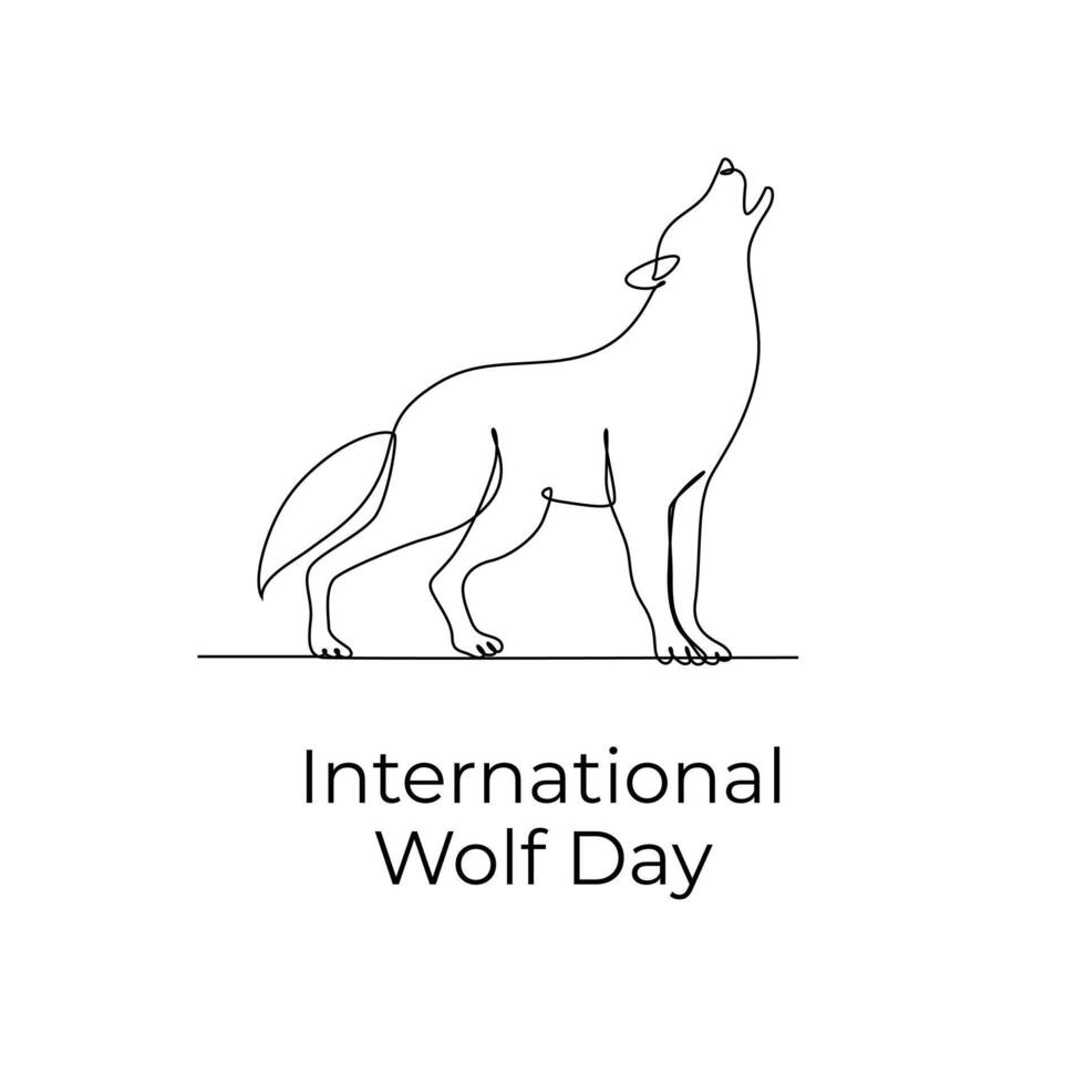 International Wolf Day continuous line template. eps 10. 46306788