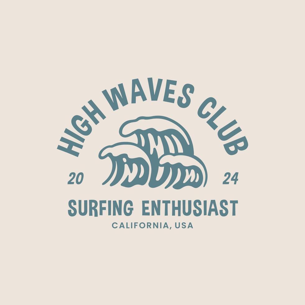 Vintage surf design template for surf club, surf shop, surf merch. vector