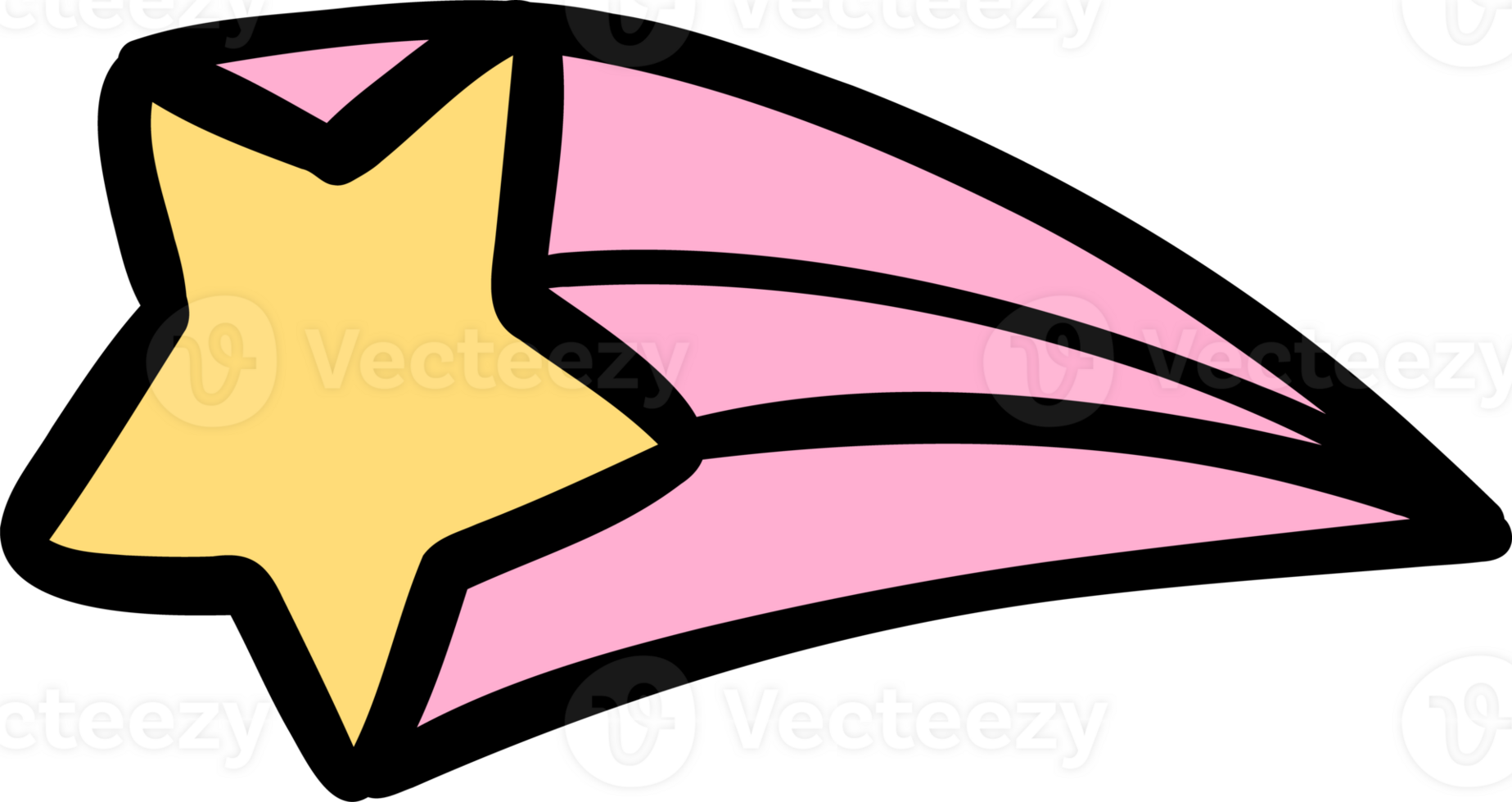 Retro Groovy shooting star Pastel Trendy Doodle Drawing Bookish Flower Art png