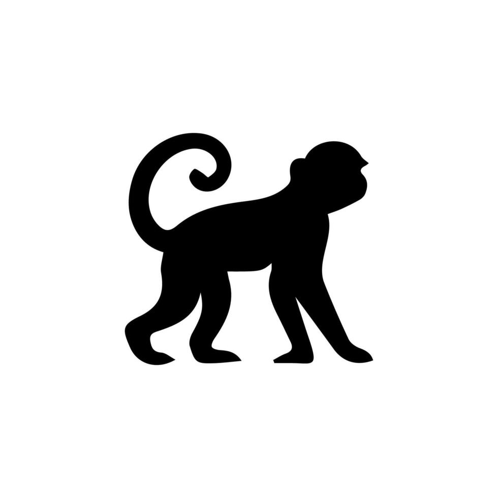 monkey silhouettes on a white background. Perfect for designs about animals, nature, wildlife, primates, monkeys, apes, jungle, rainforest, conservation, and education vector
