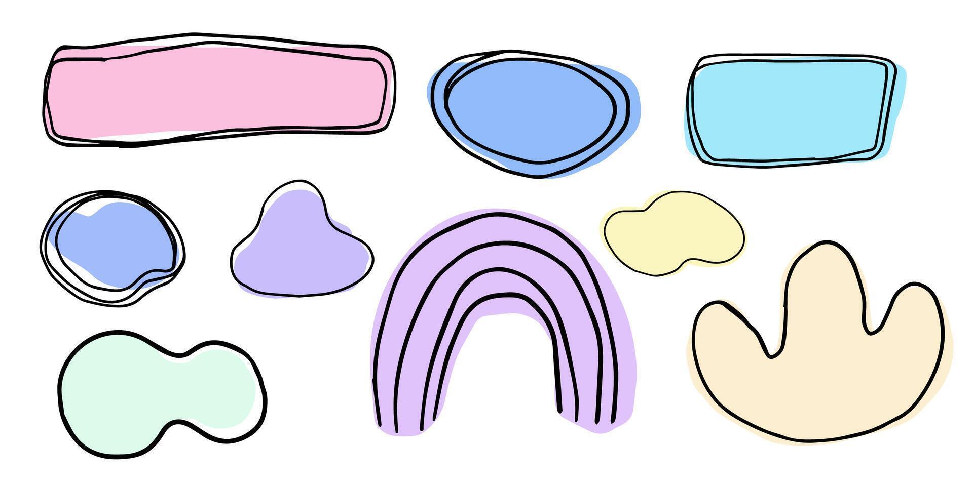 Organic blob soft shape y2k abstract comic element with line decoration, frame or border trendy isolared on white background vector