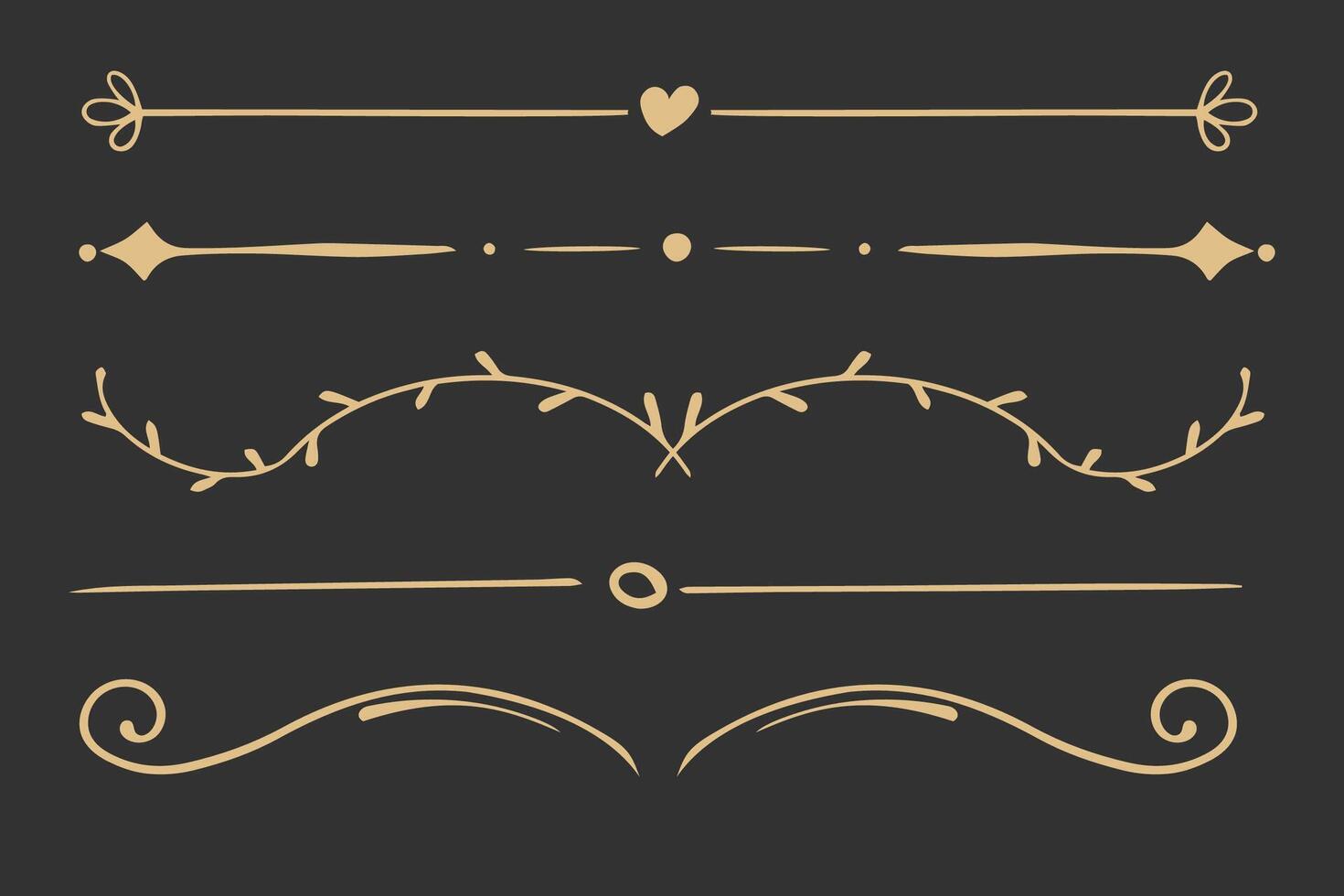 Chalk divider thin line classic geometric deco border separator collection isolated on dark chalkboard background. Florish arnament, embelish. vector