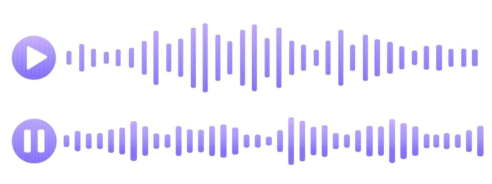Sound record wave, talk, voice chat, phone app screen, audio player button isolated on white background. Simple media equalizer, podcast decibel sound track. vector