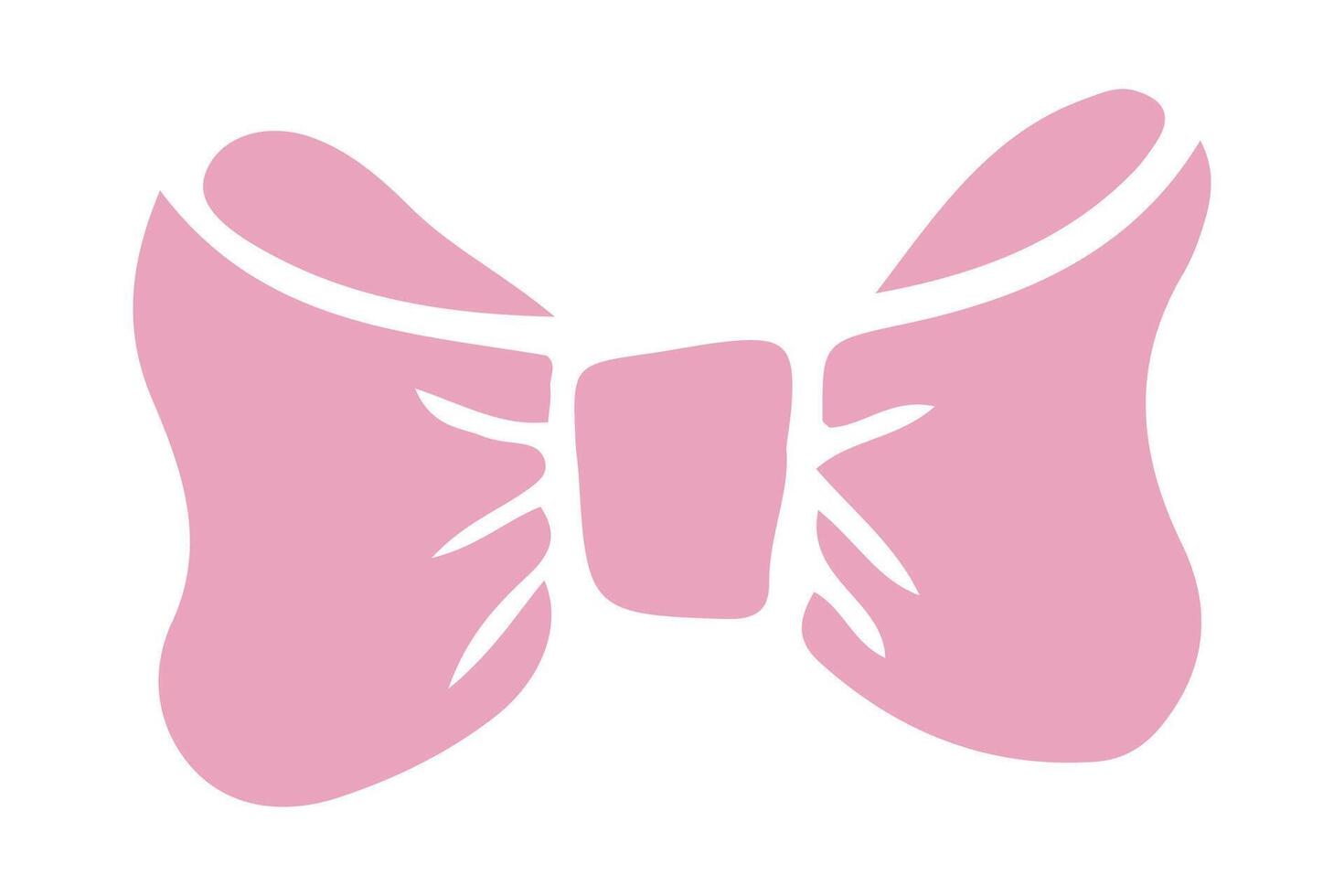 Pink bow coquette y2k aesthetic ribbon silhouette, elegant accessory, pastel tie isolated on white background. Lovely satin knot. vector