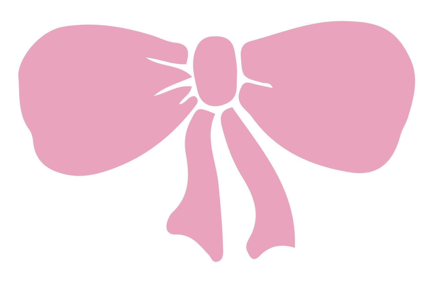 Pink bow coquette y2k aesthetic ribbon silhouette, elegant accessory, pastel tie isolated on white background. Lovely satin knot. vector
