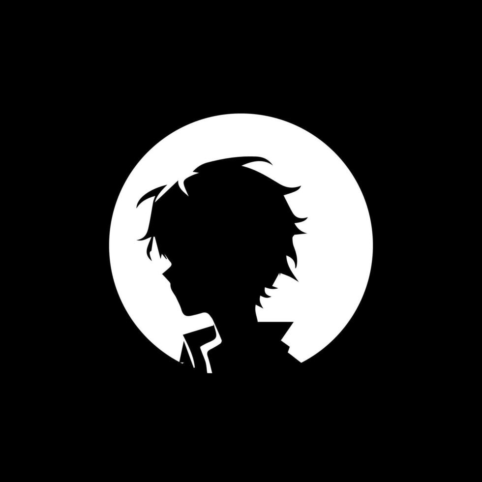 Alone boy sad Silhouette, cool anime character vector