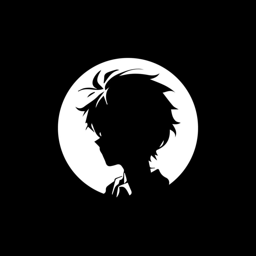 Alone boy sad Silhouette, cool anime character vector
