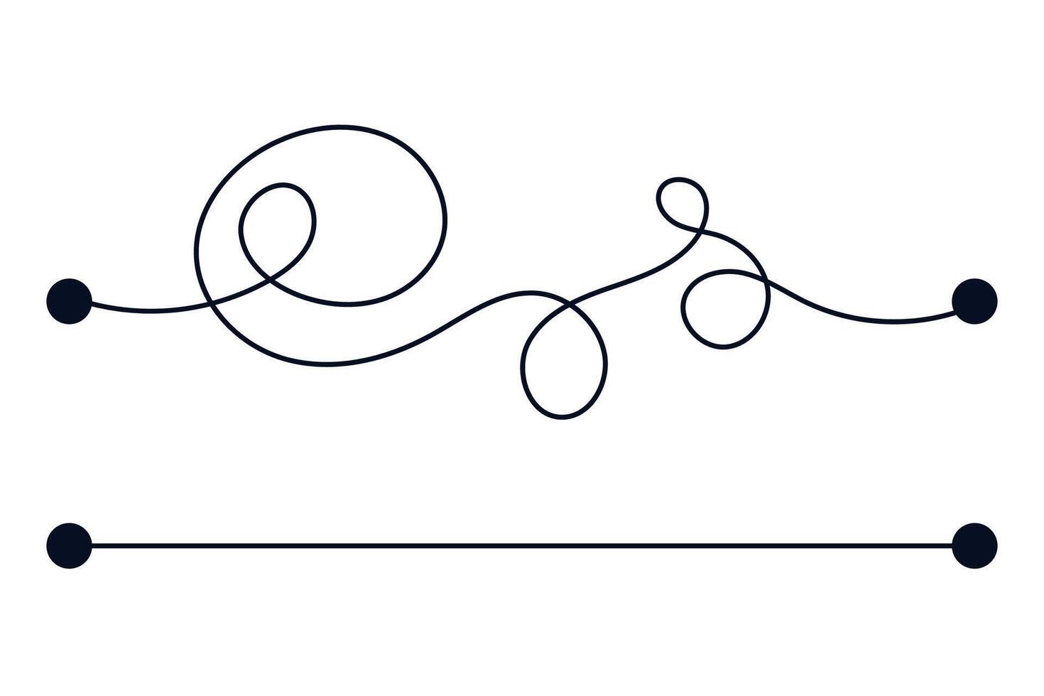 Line mind process complicated and easy ways, difficult and simple process doodle style isolated on whie background. vector