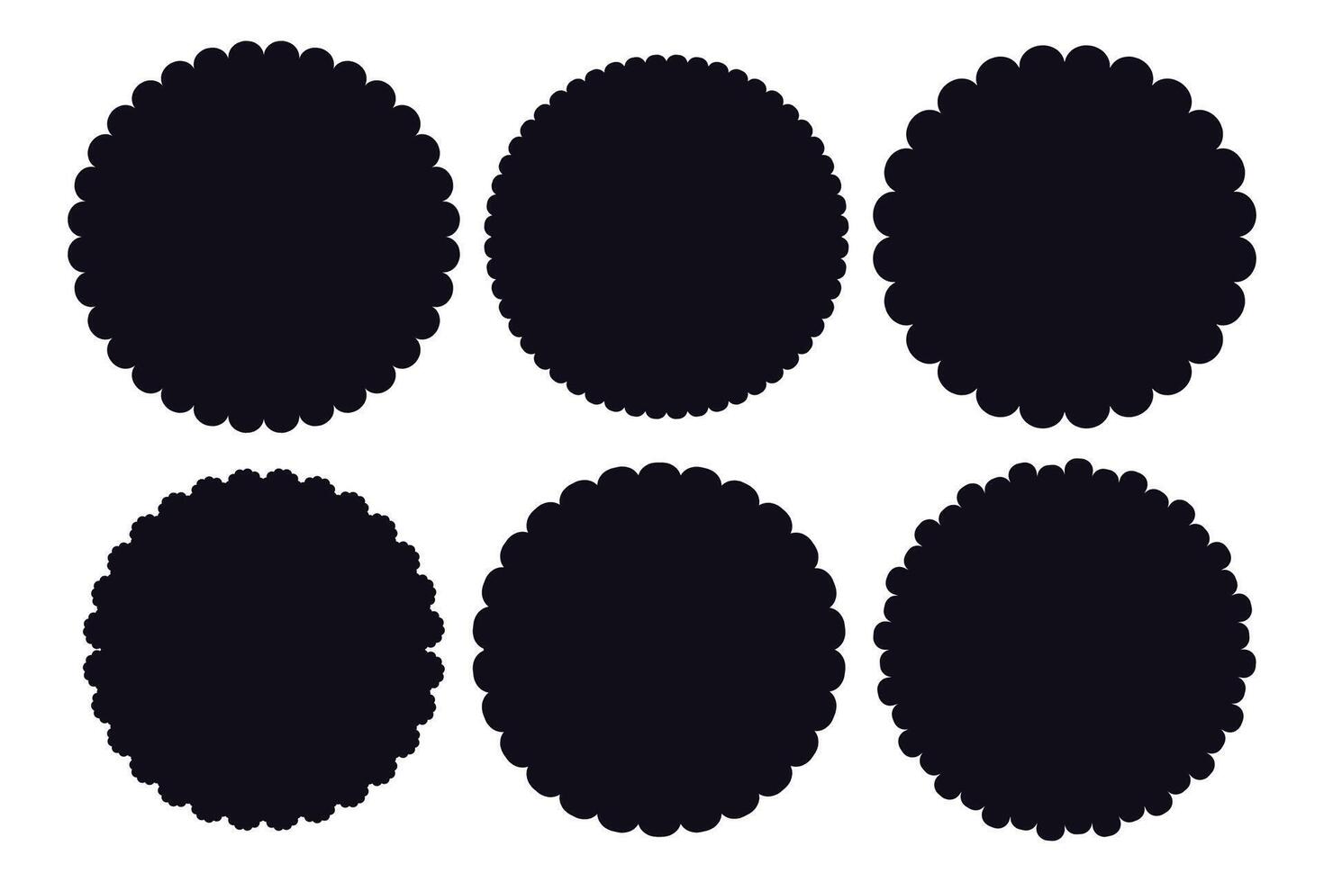 Scalloped round badge or emblem, simple frame decoration icolated on white background. Stamp, wavy clip art vector