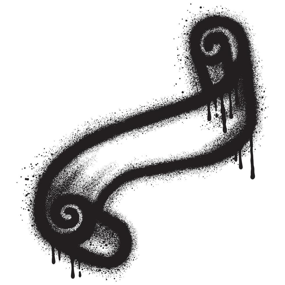Ribbon icon graffiti with black spray paint. vector
