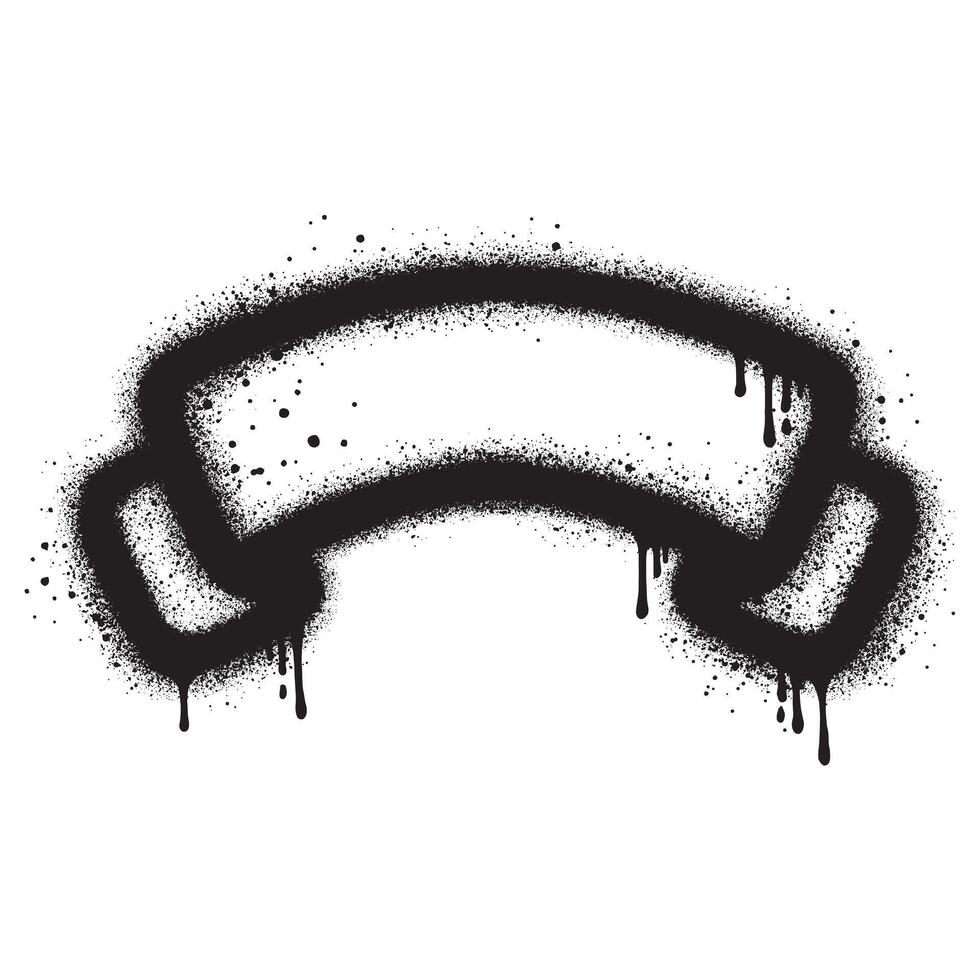 Ribbon icon graffiti with black spray paint. vector