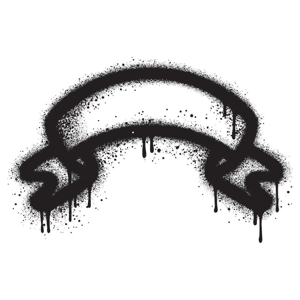 Ribbon icon graffiti with black spray paint. vector