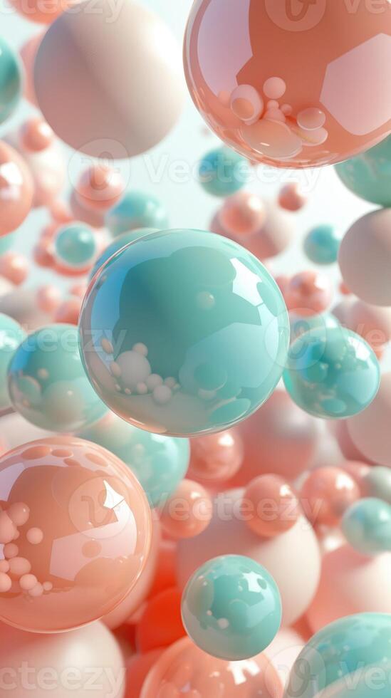 Abstract background, with 3D blue, turquoise and pink spheres, balls on pink background, background for gender party, Tranquility, harmony of inner state, visual pleasure photo