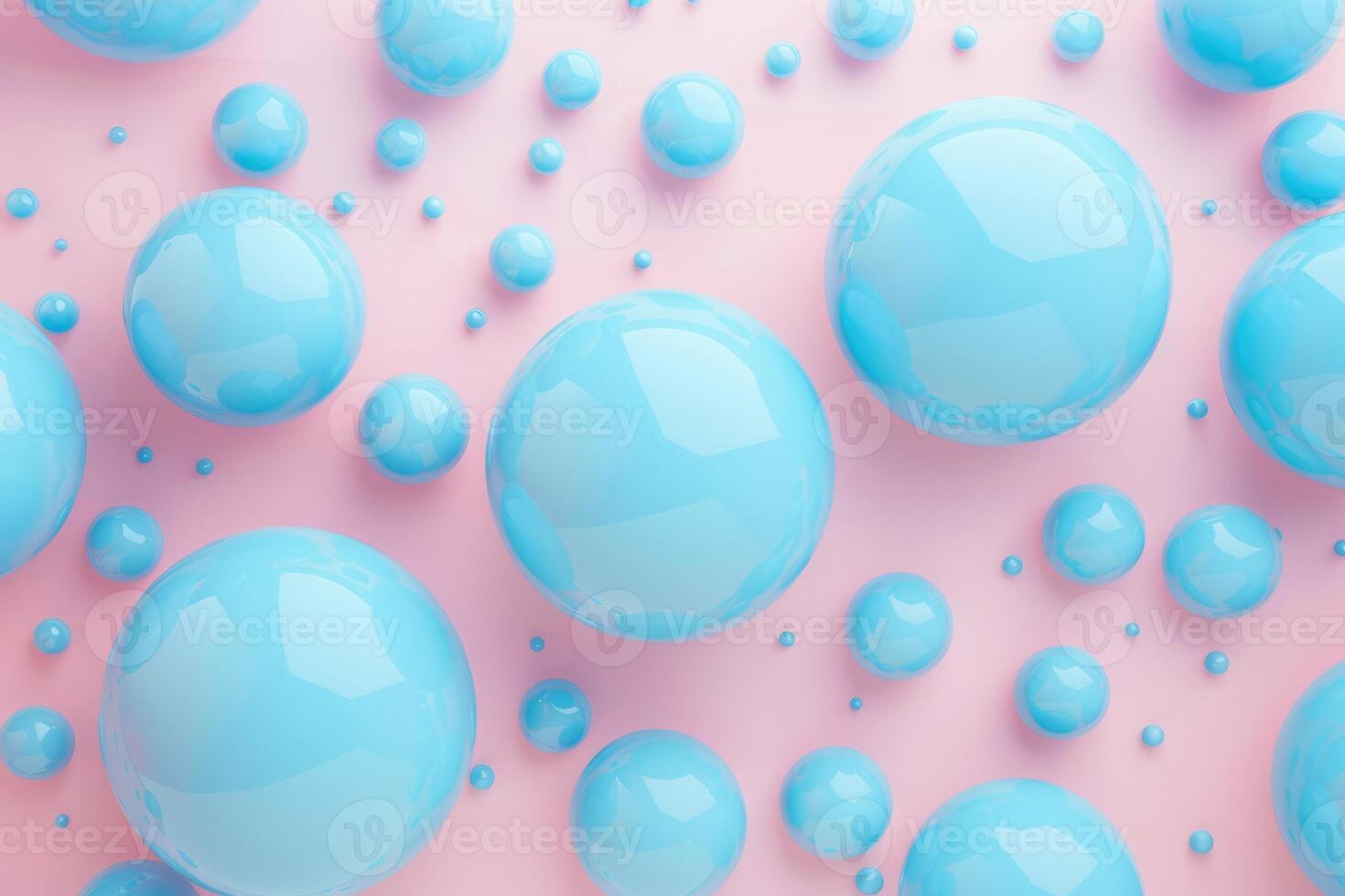 Abstract background, with 3D blue spheres, balls on pink background, background for gender party, Tranquility, harmony of inner state, visual pleasure photo
