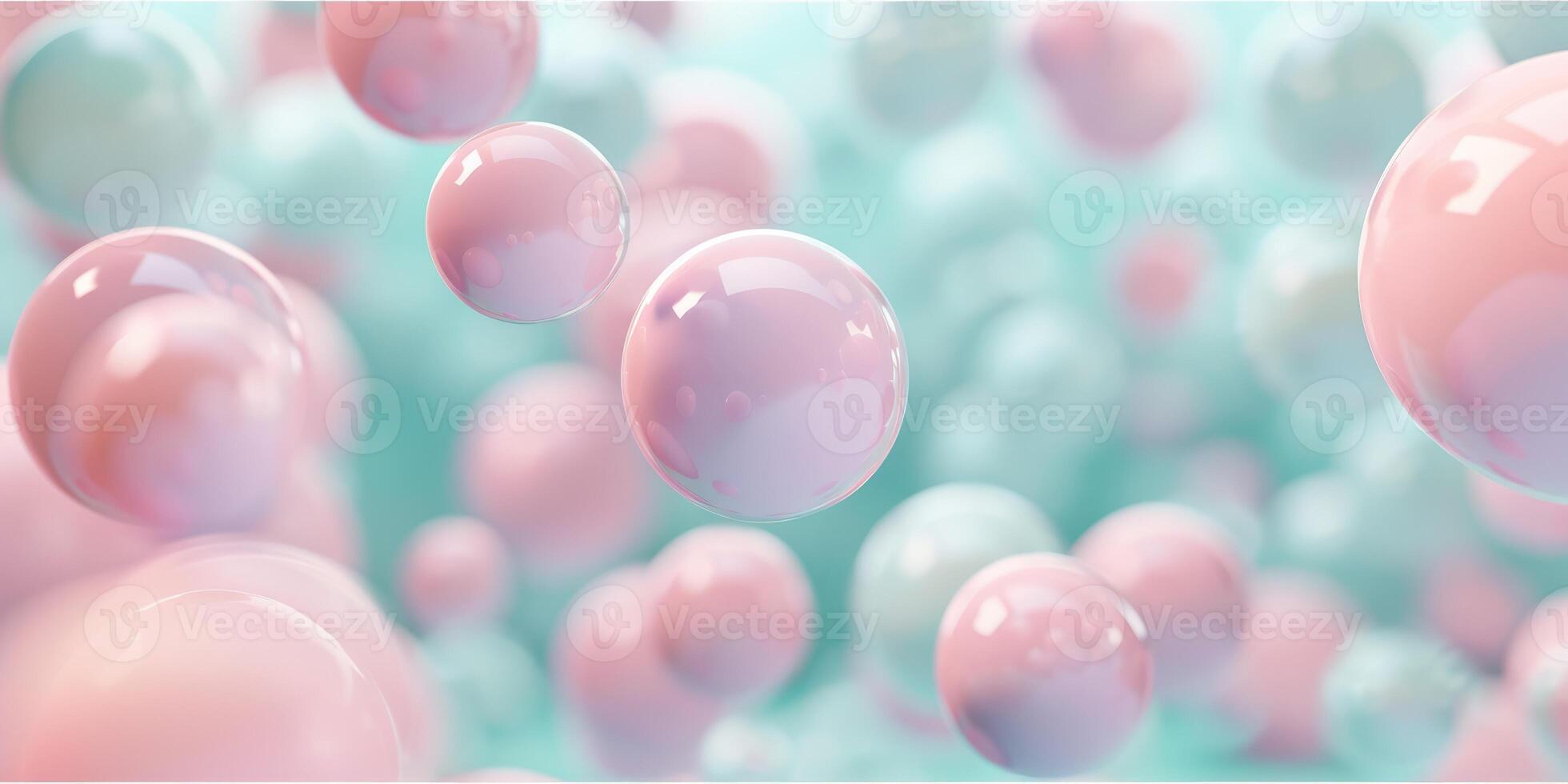 Abstract background, with 3D blue, turquoise and pink spheres, balls on pink background, background for gender party, Tranquility, harmony of inner state, visual pleasure photo