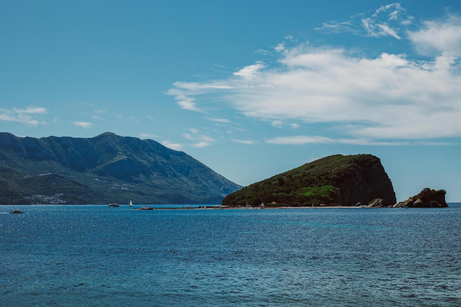 Amazing view of St.Nicholas island and the sea near Budva. photo