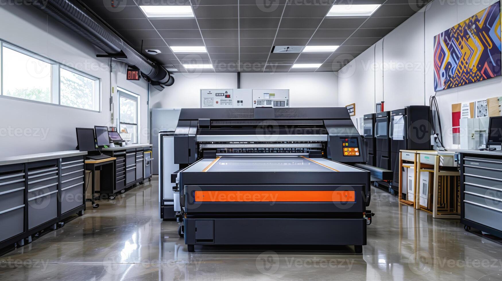 Modern printing facility with large format printer photo