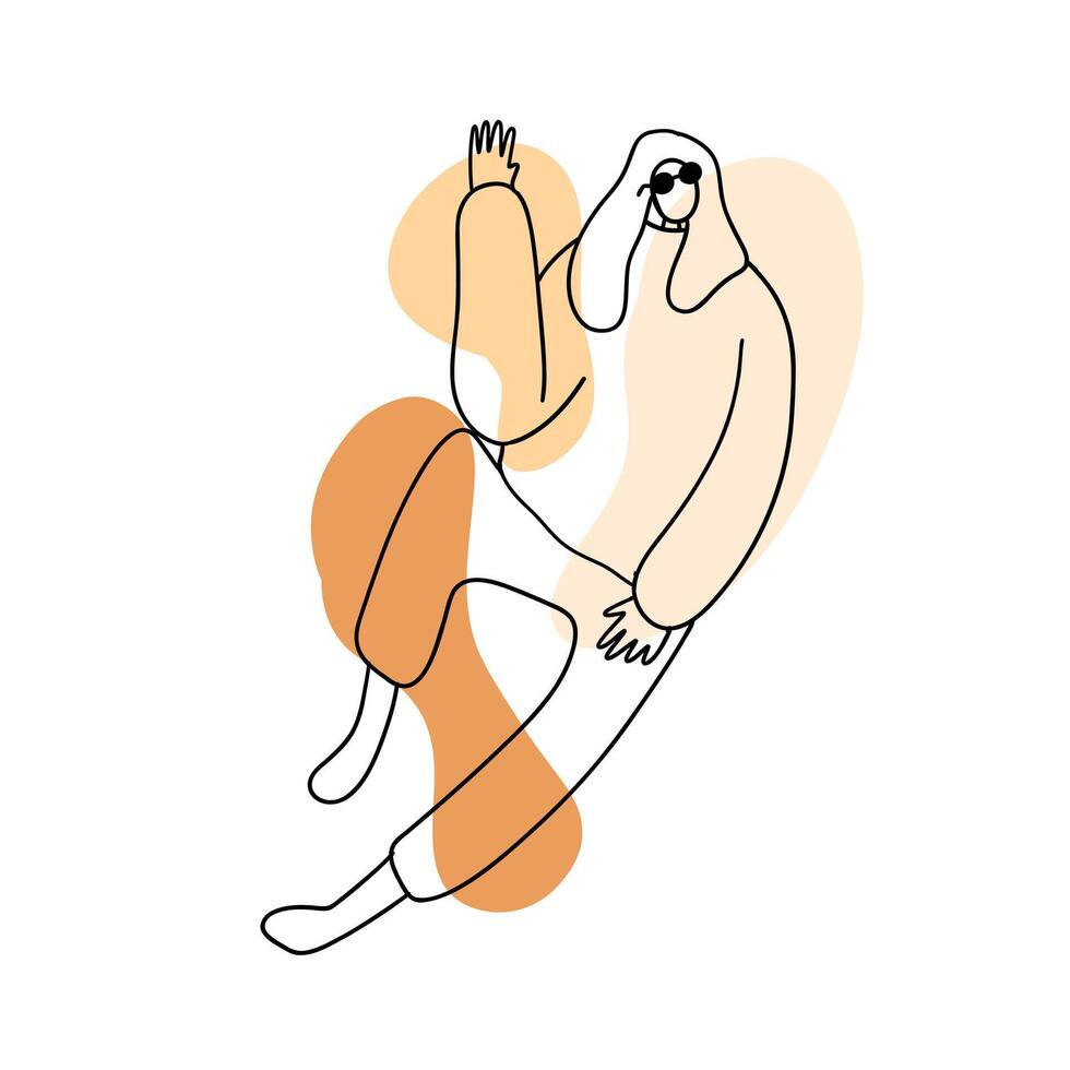 Minimalistic, stylish and modern fashion girl. illustration in hand drawn outline doodle simple contour style isolated on white background. For poster, wrapping, web site. vector