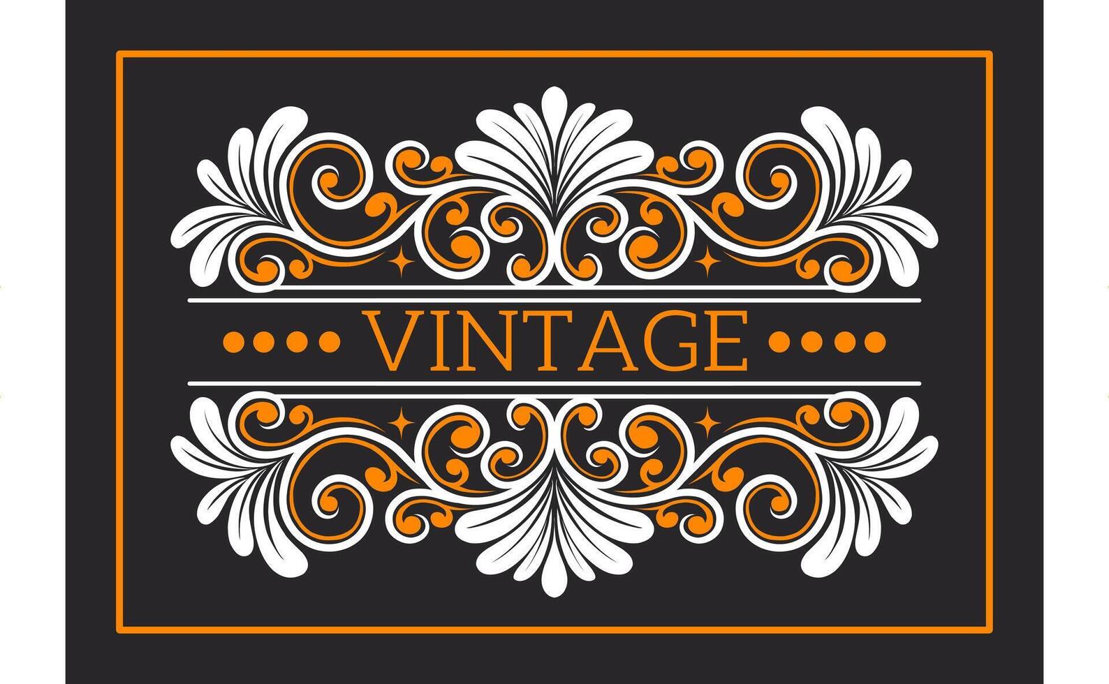 Vintage Baroque Victorian frame border monogram floral engraved scroll ornament vector