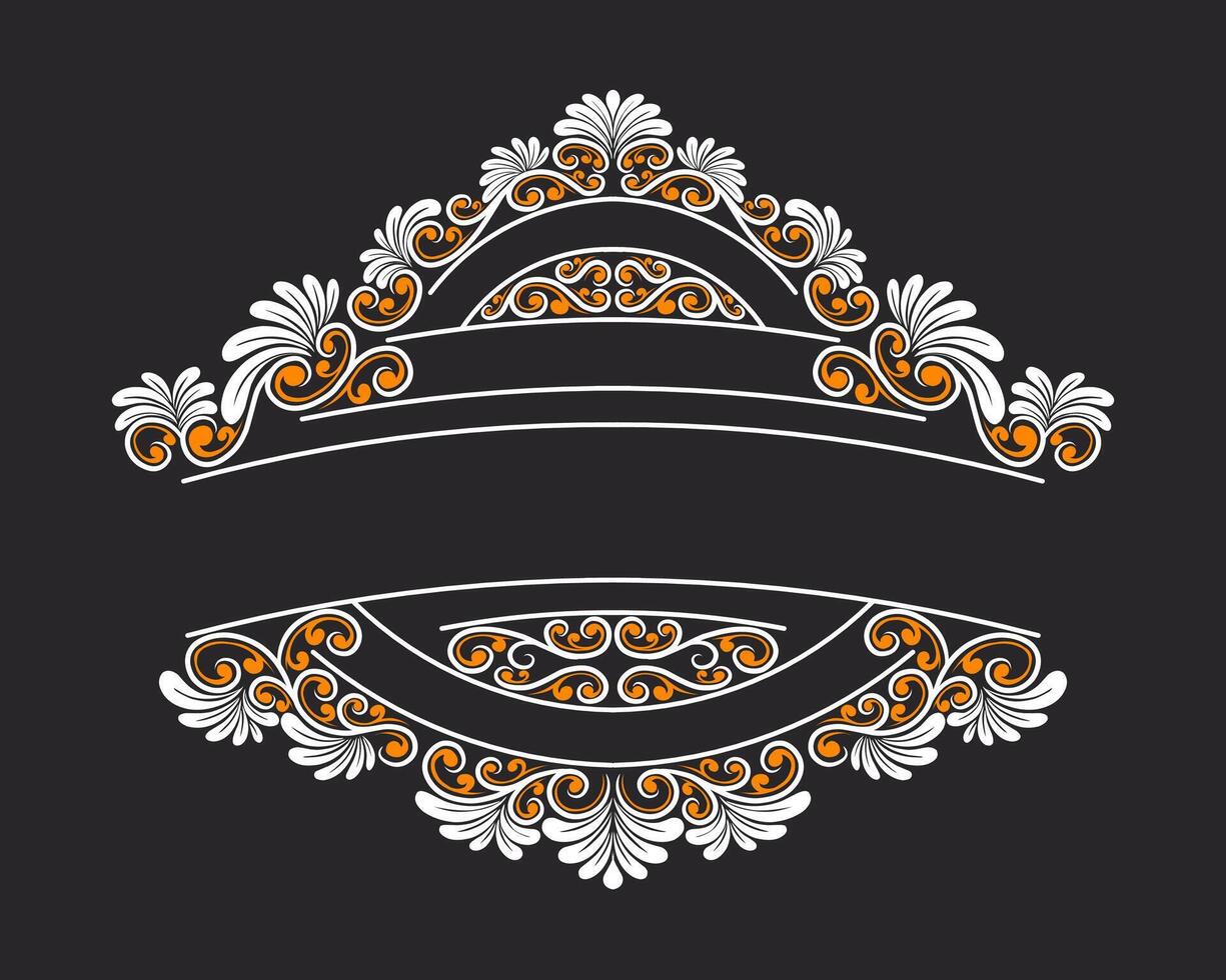 Vintage Baroque Victorian frame border monogram floral engraved scroll ornament vector