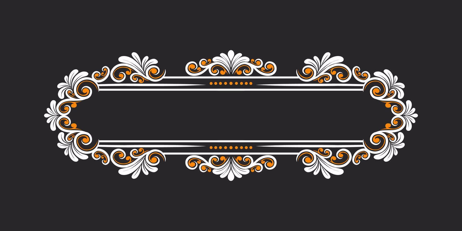 Vintage Baroque Victorian frame border monogram floral engraved scroll ornament vector
