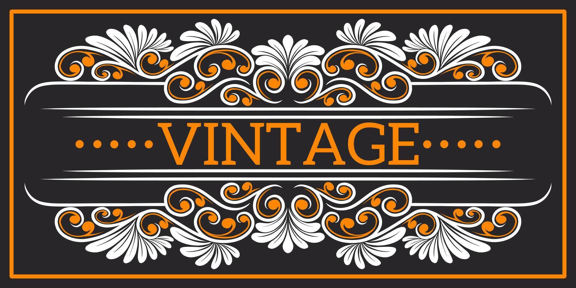 Vintage Baroque Victorian frame border monogram floral engraved scroll ornament vector