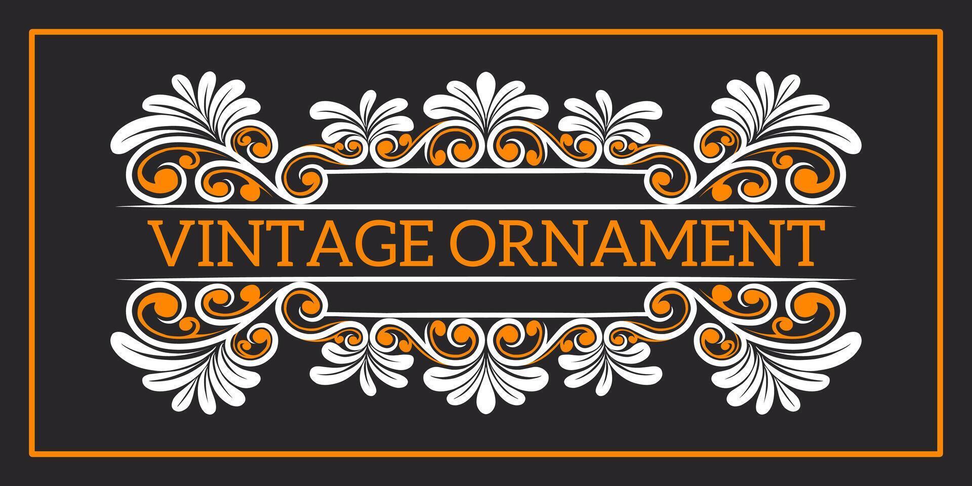 Vintage Baroque Victorian frame border monogram floral engraved scroll ornament vector