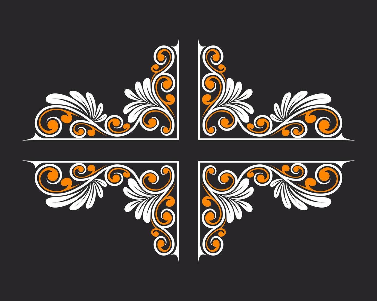 Ornament floral design element for frame, border, and wedding with vintage style vector