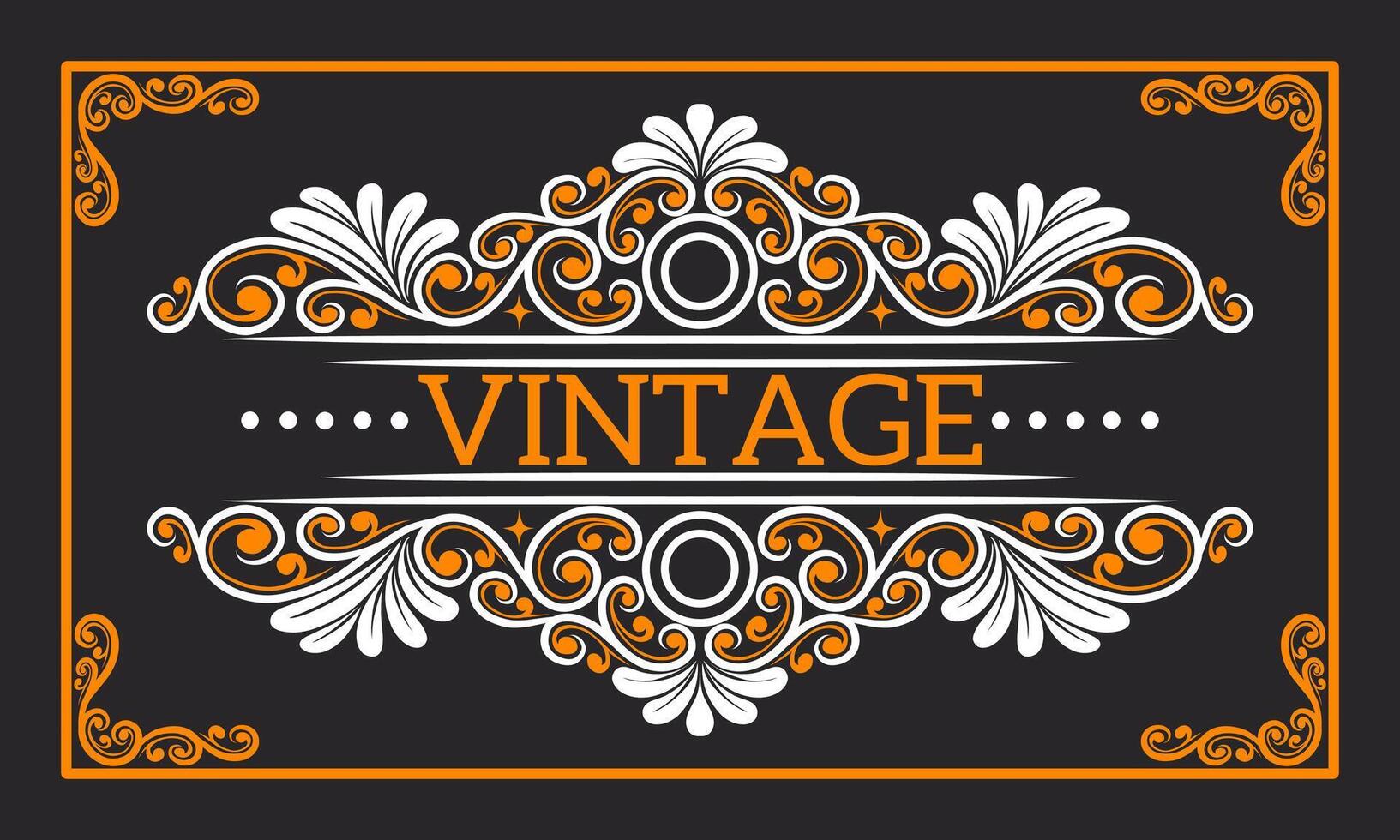 Vintage Baroque Victorian frame border monogram floral engraved scroll ornament vector