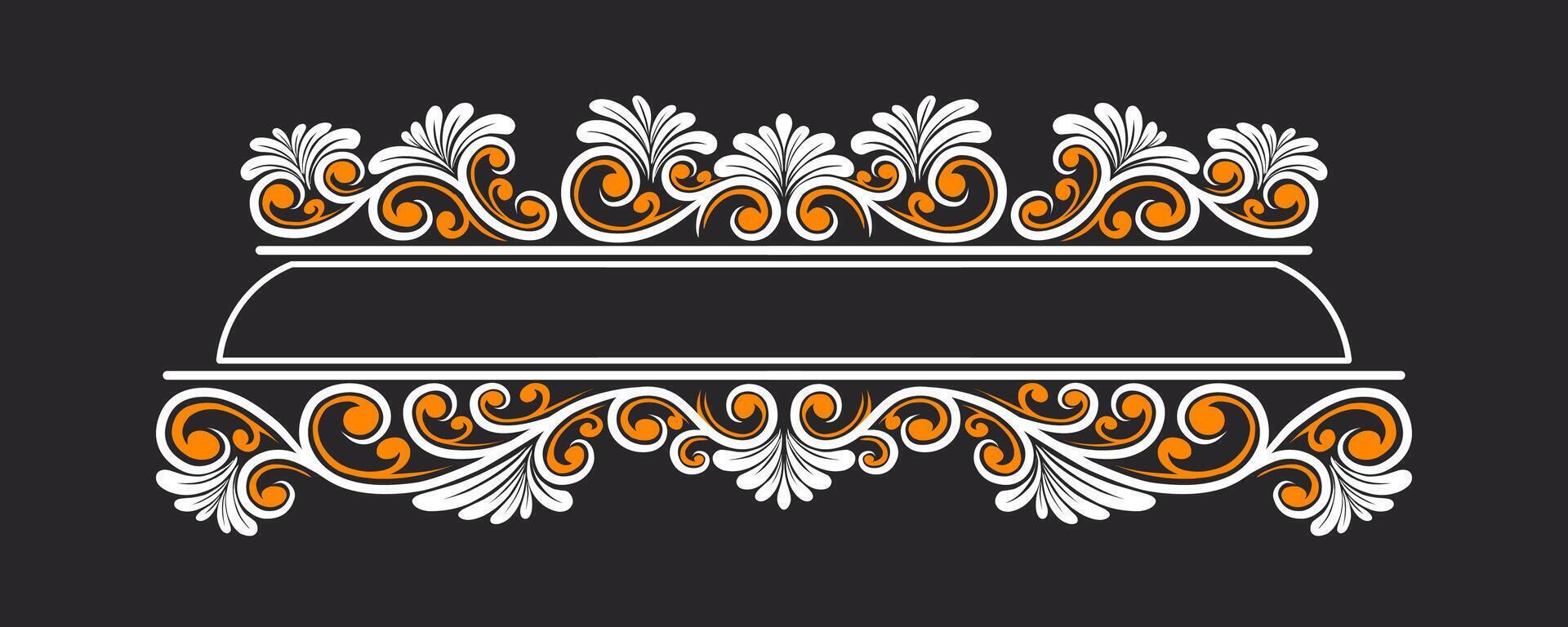Vintage Baroque Victorian frame border monogram floral engraved scroll ornament vector
