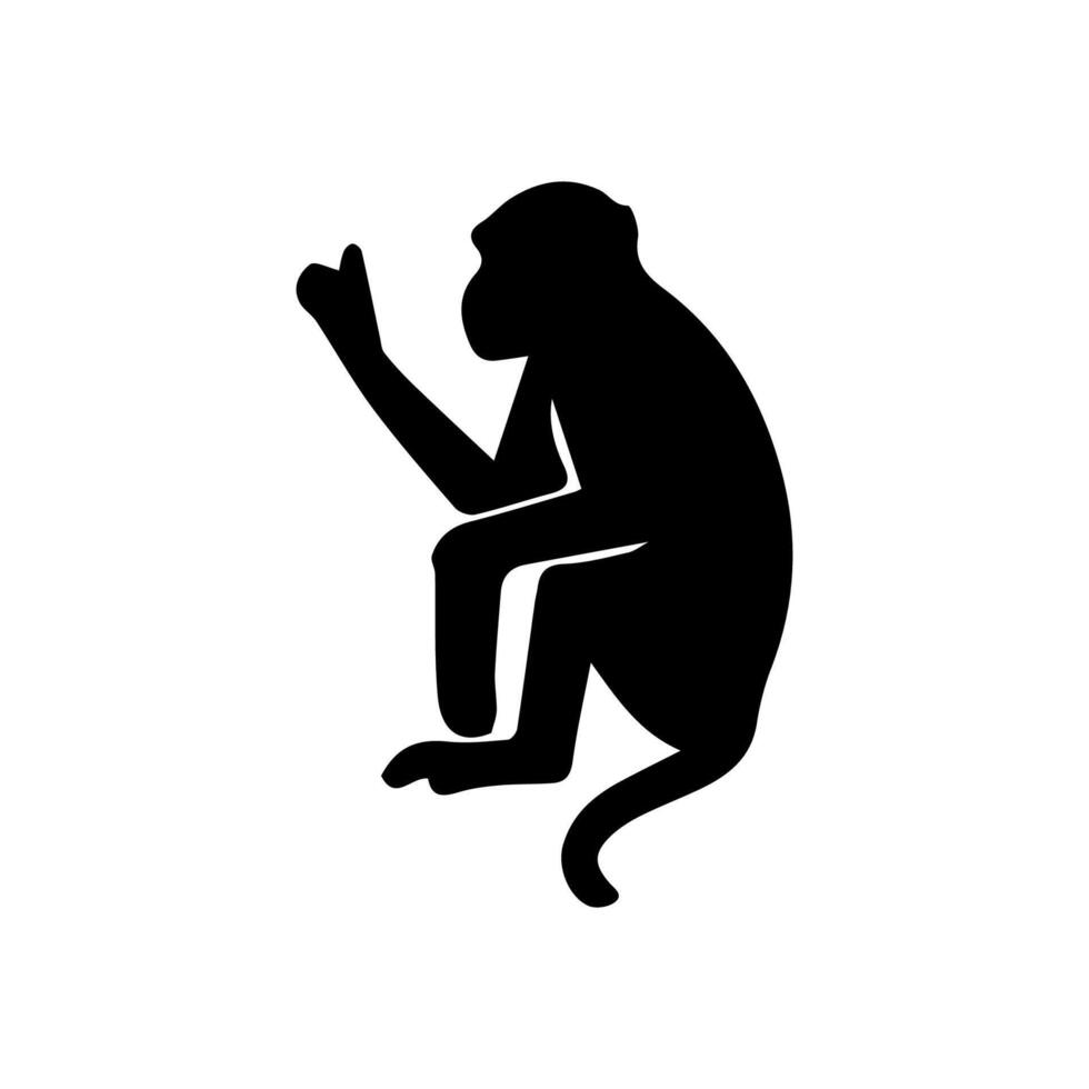 monkey silhouettes on a white background. Perfect for designs about animals, nature, wildlife, primates, monkeys, apes, jungle, rainforest, conservation, and education vector