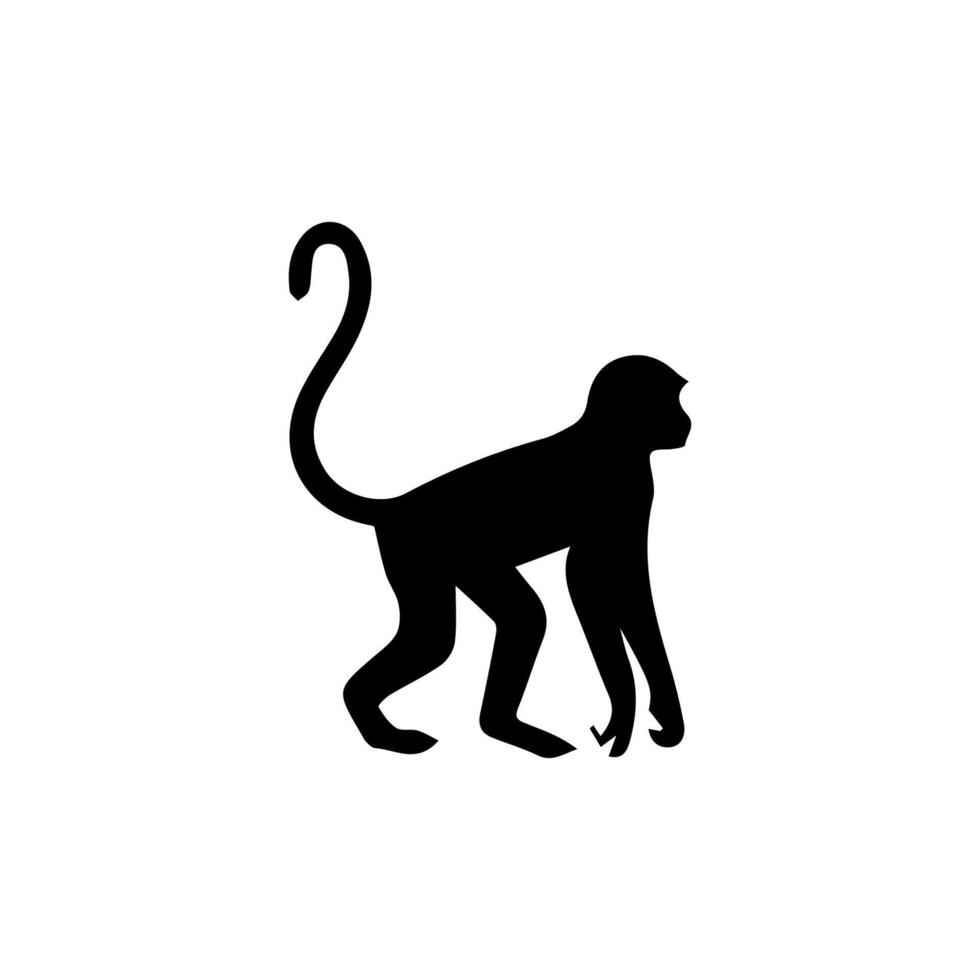 monkey silhouettes on a white background. Perfect for designs about animals, nature, wildlife, primates, monkeys, apes, jungle, rainforest, conservation, and education vector