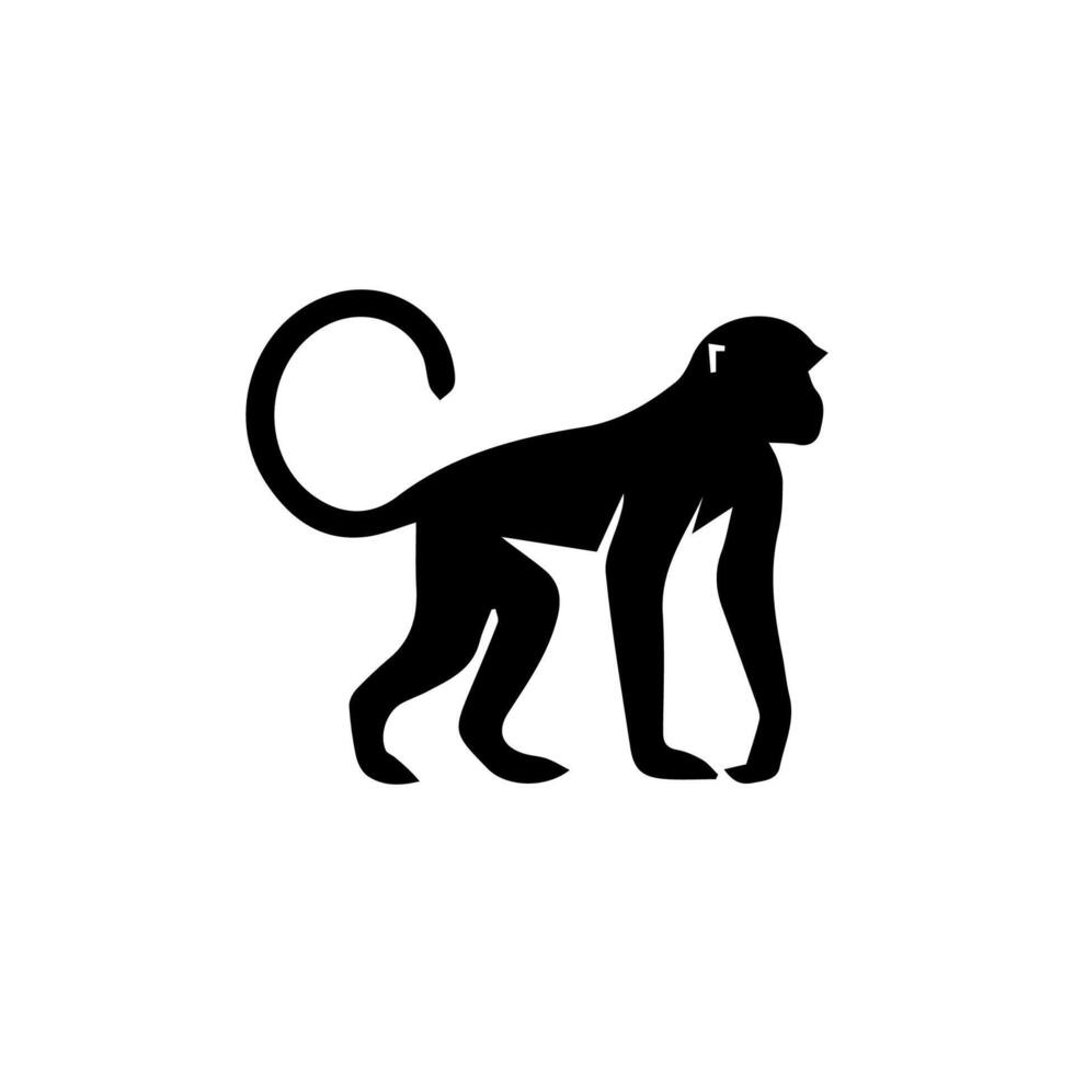 monkey silhouettes on a white background. Perfect for designs about animals, nature, wildlife, primates, monkeys, apes, jungle, rainforest, conservation, and education vector