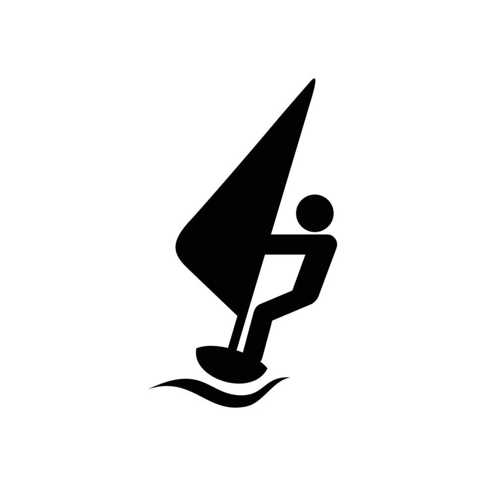 windsurfing silhouette design. extreme sport in the sea icon, sign and symbol. vector