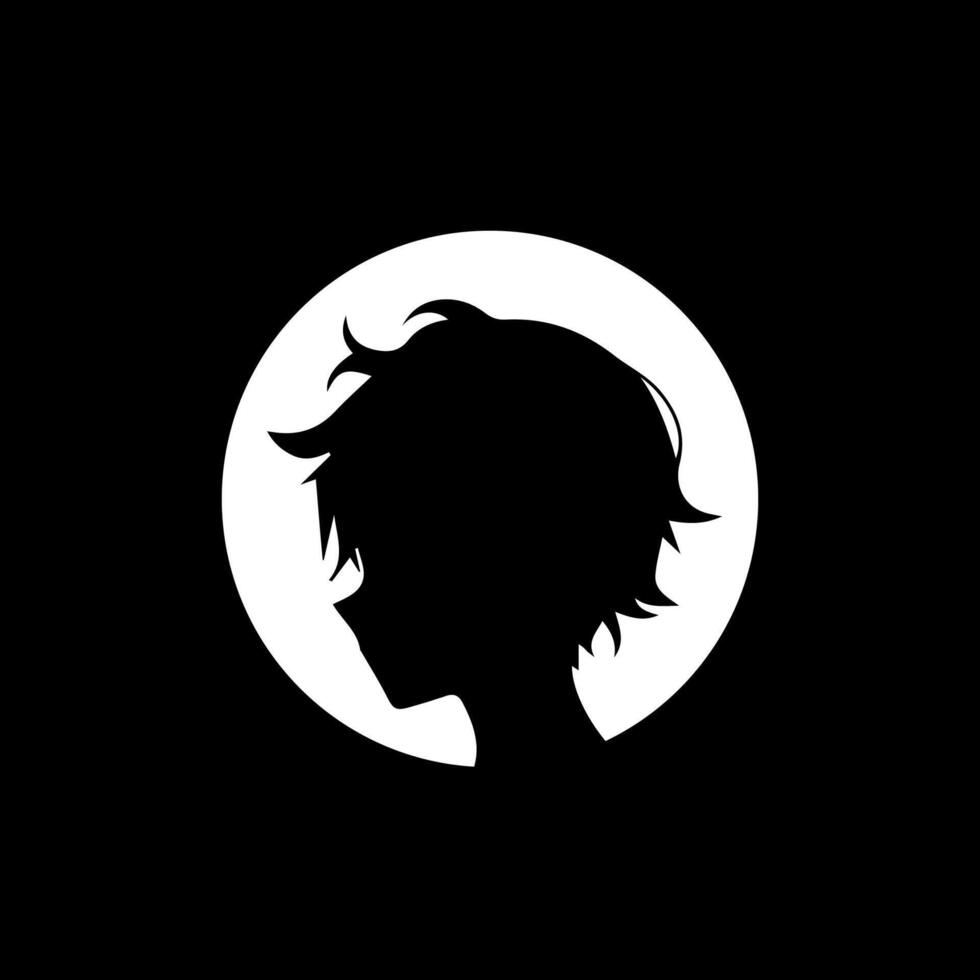 Alone boy sad Silhouette, cool anime character vector