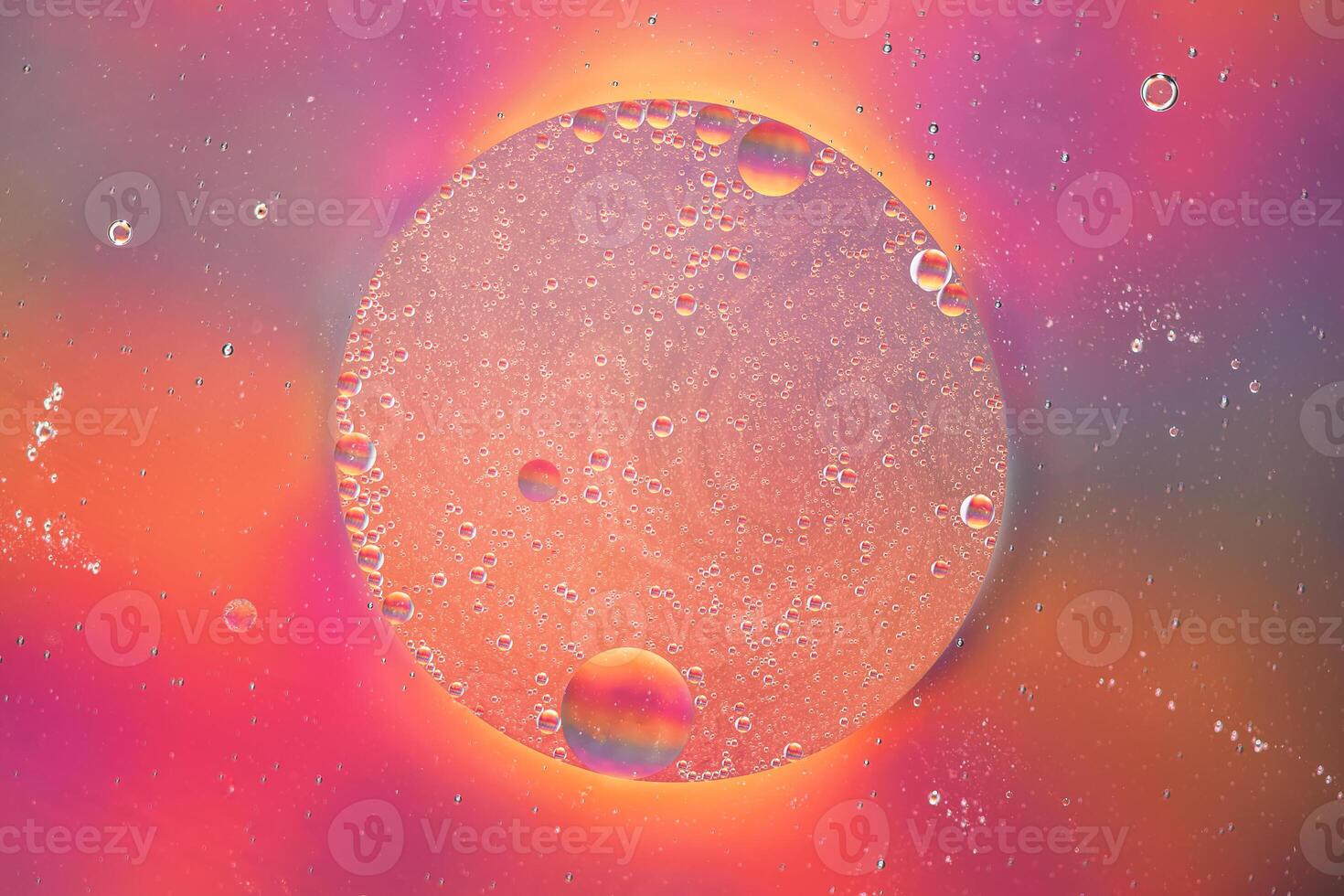 Abstract colorful background with oil on water surface. Oil drops in water abstract psychedelic. photo