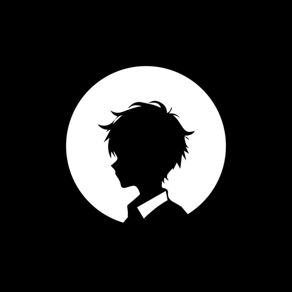 Alone boy sad Silhouette, cool anime character vector