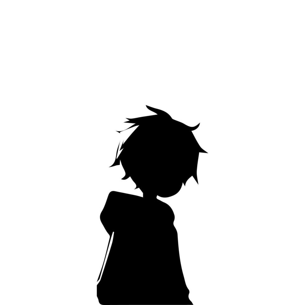 Alone boy sad Silhouette, cool anime character vector