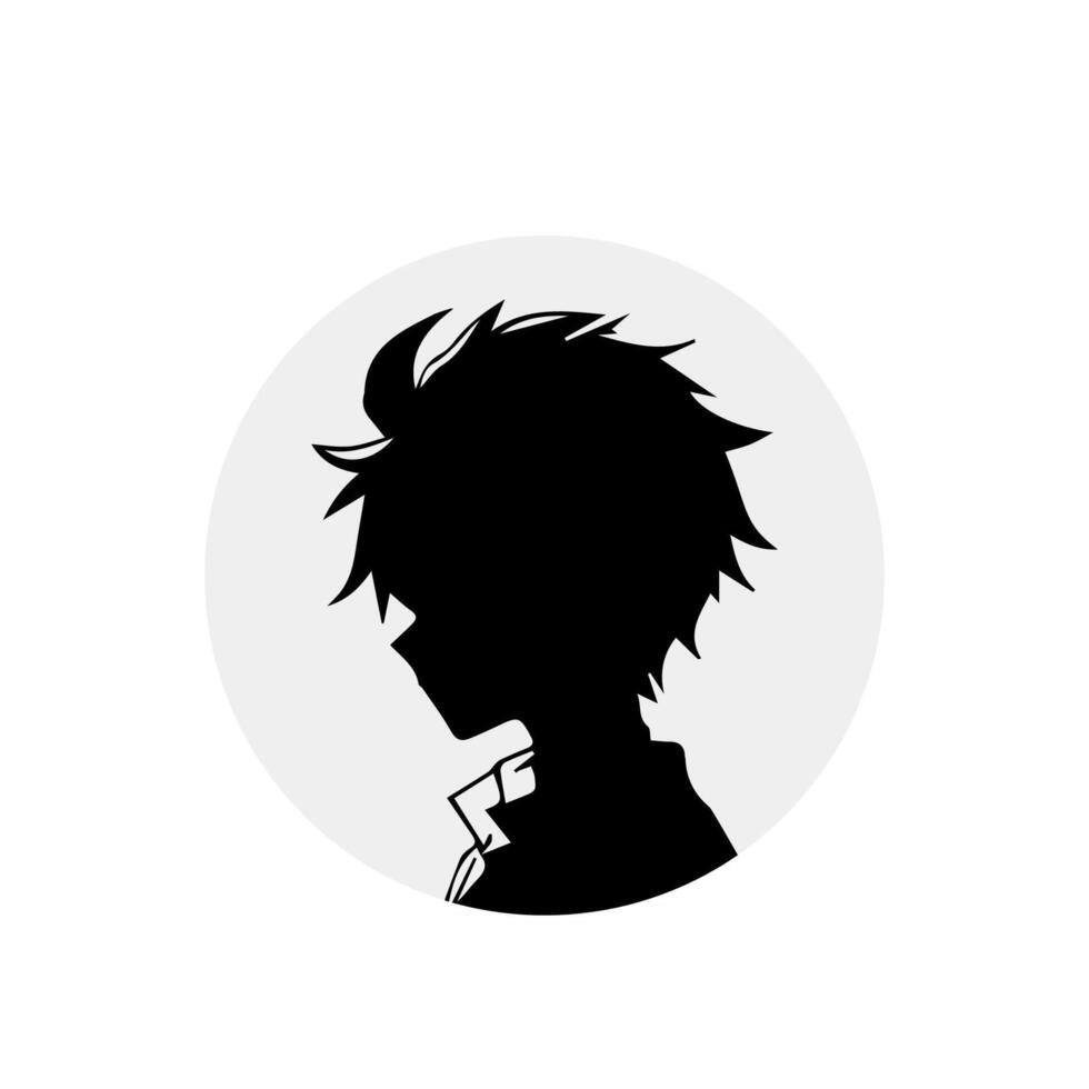 Alone boy sad Silhouette, cool anime character vector