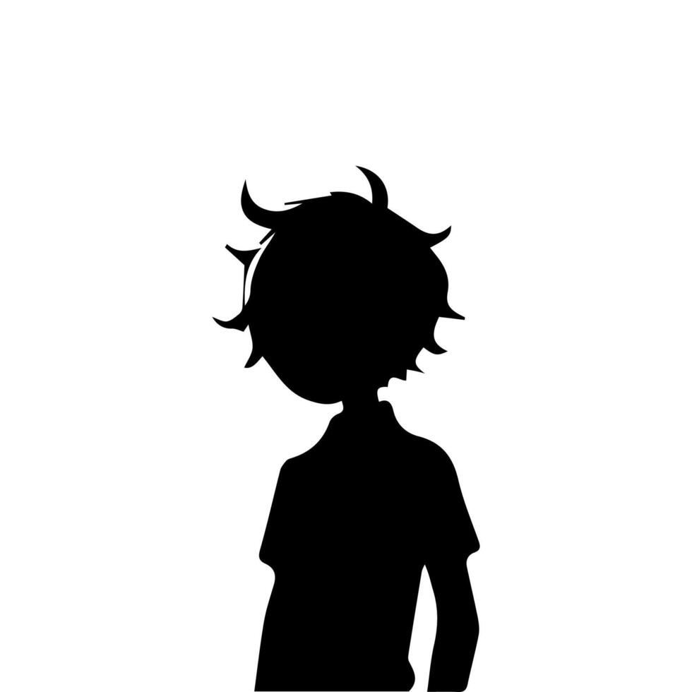 Alone boy sad Silhouette, cool anime character vector