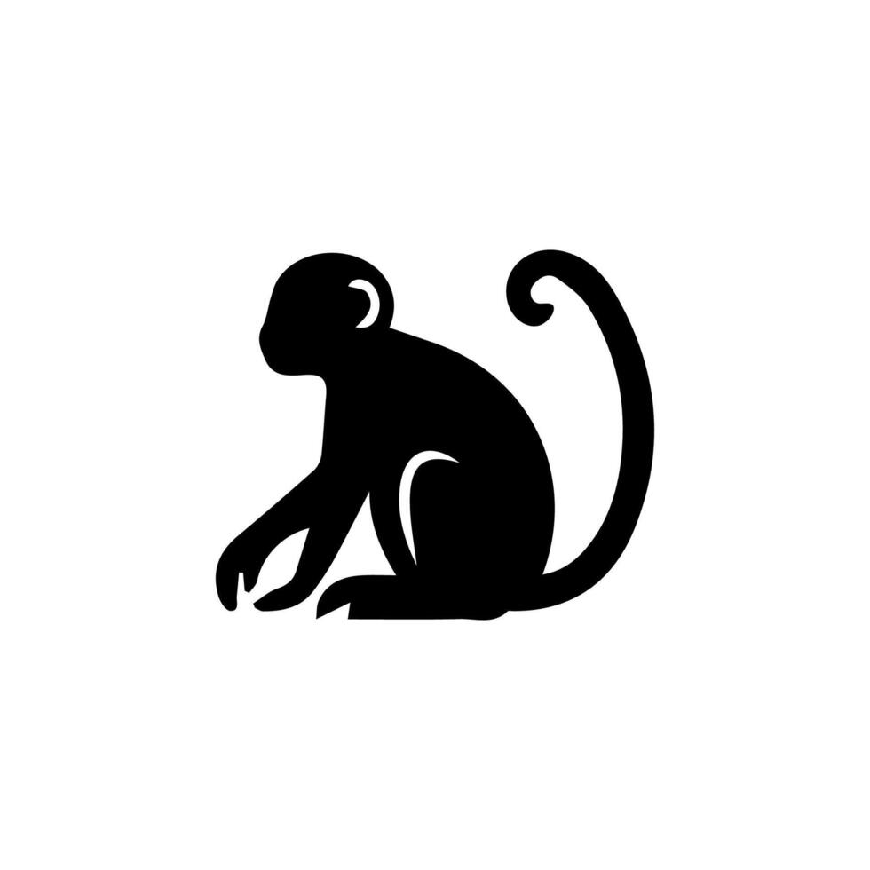monkey silhouettes on a white background. Perfect for designs about animals, nature, wildlife, primates, monkeys, apes, jungle, rainforest, conservation, and education vector