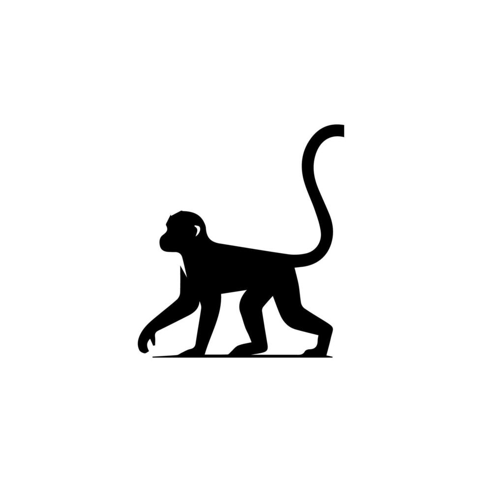 monkey silhouettes on a white background. Perfect for designs about animals, nature, wildlife, primates, monkeys, apes, jungle, rainforest, conservation, and education vector