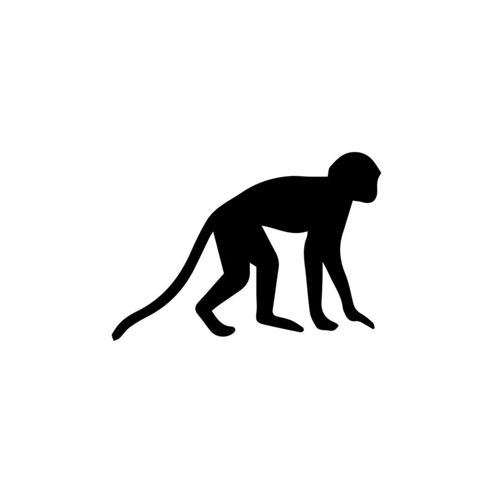 monkey silhouettes on a white background. Perfect for designs about animals, nature, wildlife, primates, monkeys, apes, jungle, rainforest, conservation, and education vector