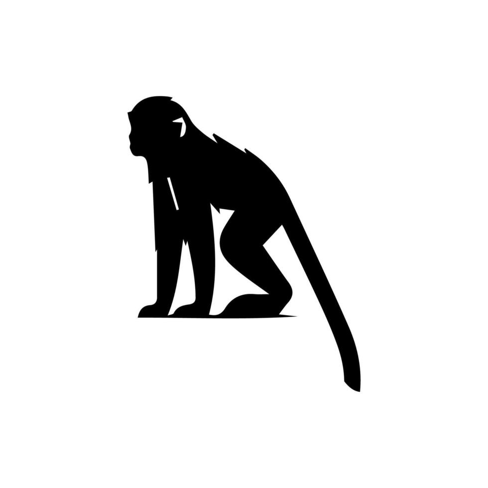 monkey silhouettes on a white background. Perfect for designs about animals, nature, wildlife, primates, monkeys, apes, jungle, rainforest, conservation, and education vector