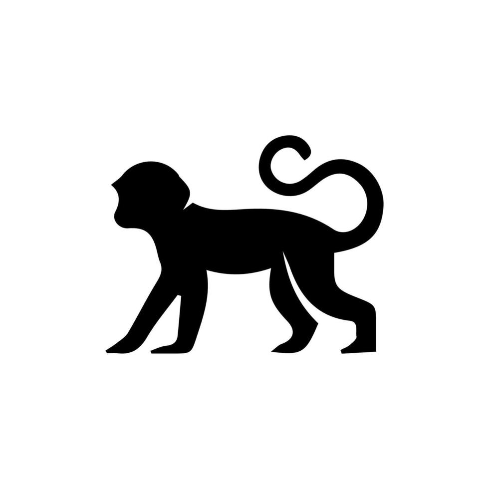 monkey silhouettes on a white background. Perfect for designs about animals, nature, wildlife, primates, monkeys, apes, jungle, rainforest, conservation, and education vector