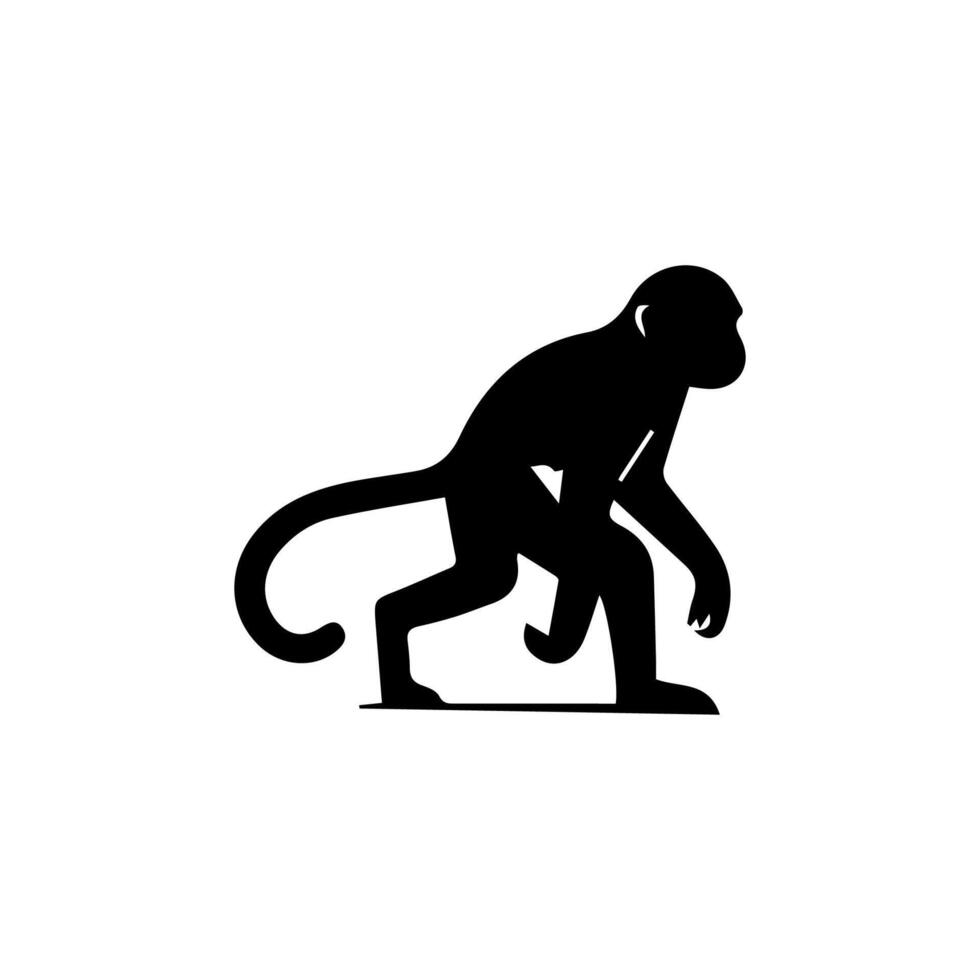 monkey silhouettes on a white background. Perfect for designs about animals, nature, wildlife, primates, monkeys, apes, jungle, rainforest, conservation, and education vector